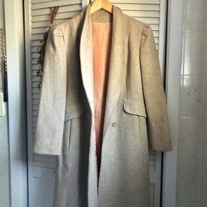Vintage} Creamy Grey Long Wool Maxi Coat, 8